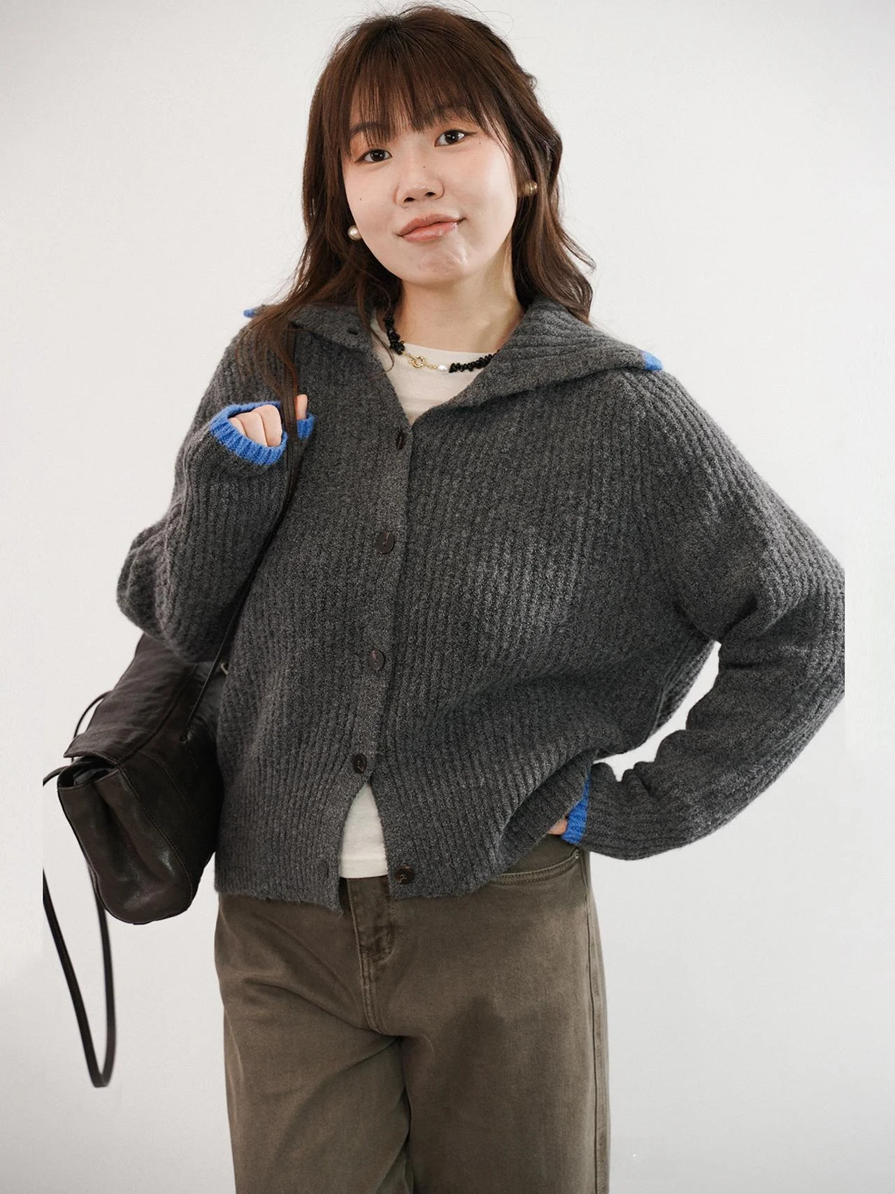 

Ele Color Blo Loose Knitted Open Cardigan Sweater Outerwear Soft Wool Blend Long Sve Regular Fit Commute Sle