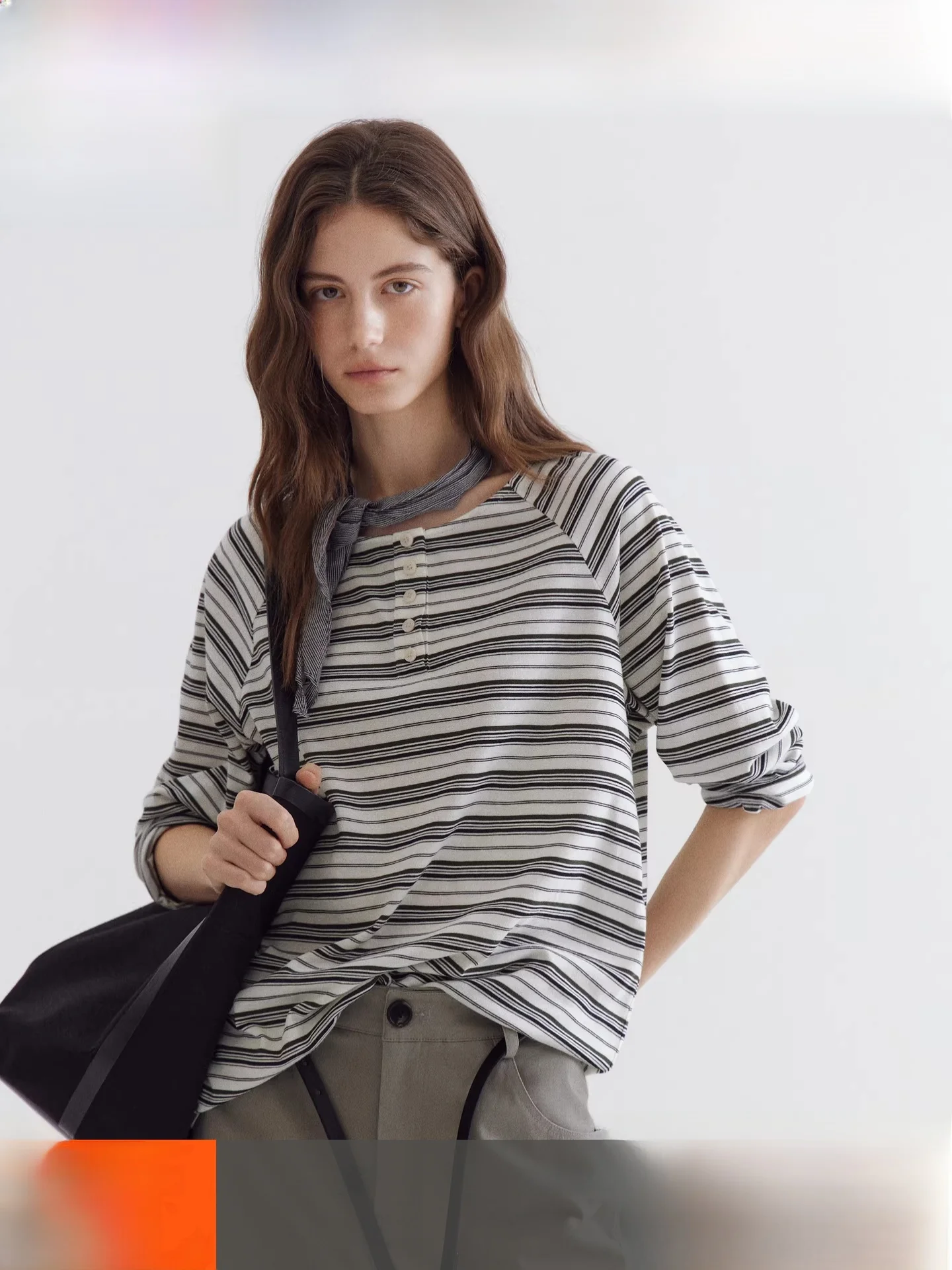 

Женская футболка Fano Spring Season Color Blo с длинным рукавом в полоску, свободного кроя, с вырезом-лодочкой, из смесового хлопка и полиэстера, стандартный крой