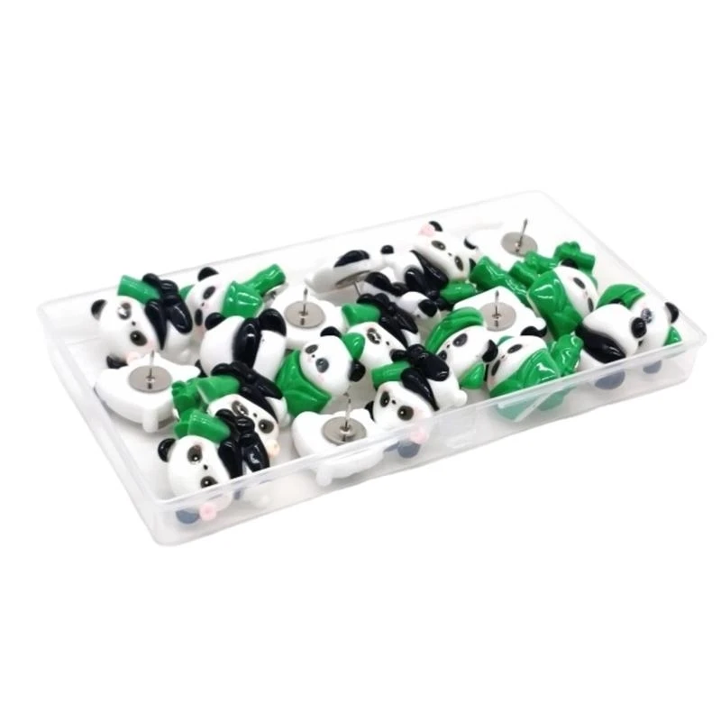 62KA 20/30 قطعة دبابيس ضغط الباندا الزخرفية Thumbtacks لوحة إعلانات الفلين مسامير الإبهام مع حافظة للوحة الإعلانات لوحة الفلين