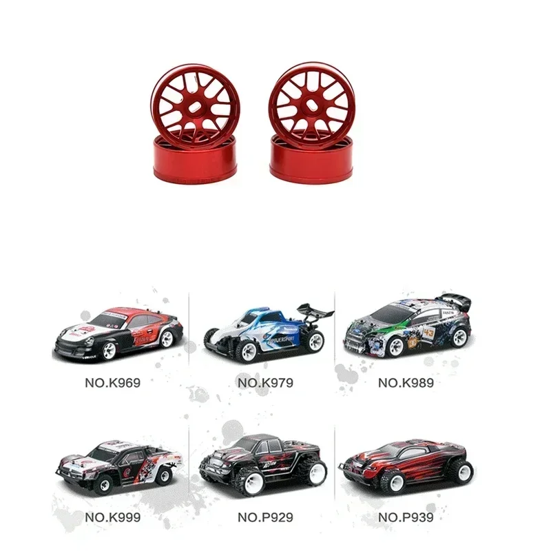 4 Piezas de Llantas Metálicas para Wltoys 284131 K969 K989 K999 P929 Mini-Z Mini-Q Mini-D 1/28, Piezas de Mejora para Autos RC