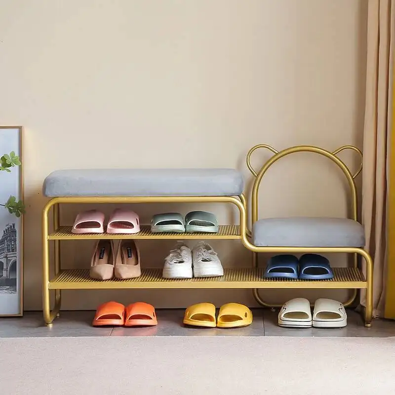 

Cabinet Narrow Metal Thin Ultra Shoe Nordic Luxury Designer Show Shoe Shelf Bench Storage With Seat Zapatero Entrance Furniture