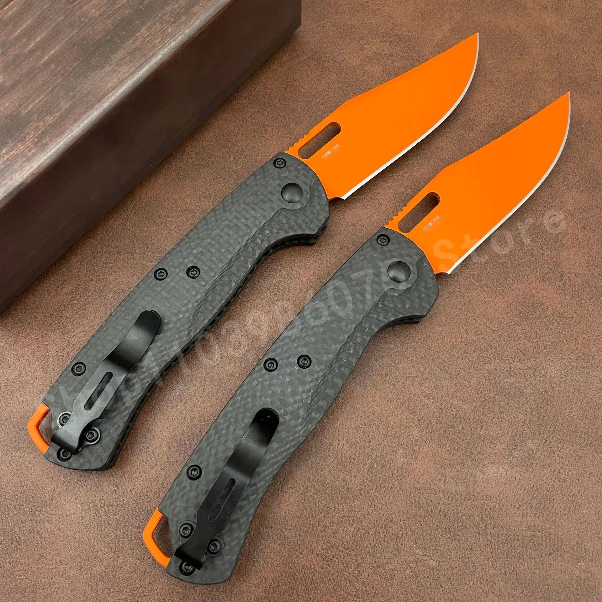 سكين جيب من ألياف الكربون BM 15535 مع شفرة D2 - سكين محمول عالي الصلابة للتخييم في الهواء الطلق قابل للطي هدايا للرجال