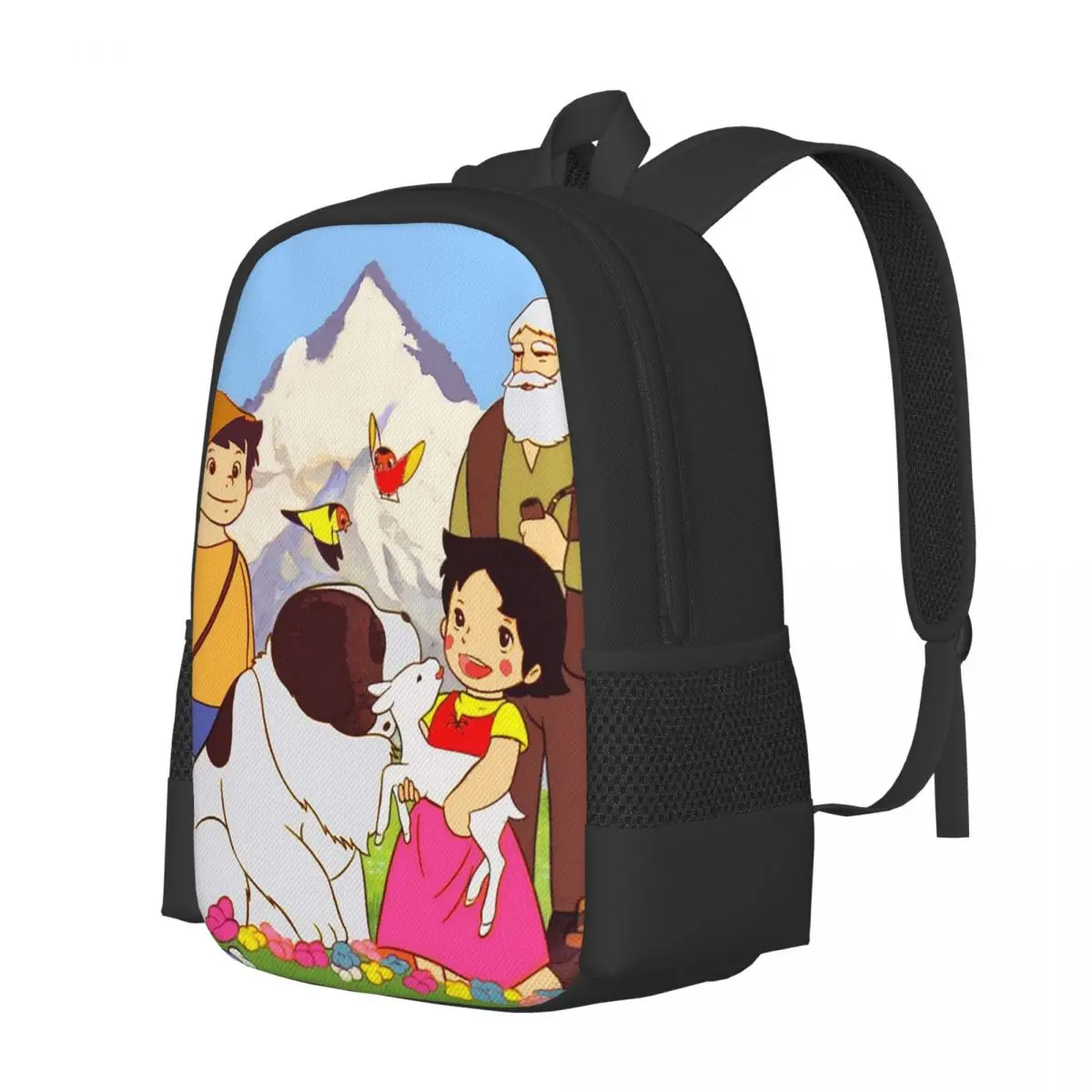 Heidi Peter And Grandpa Family Alps Mountain Anime Backpack Daypack Children BookBag School Bag Shoulder Bags for Men Women