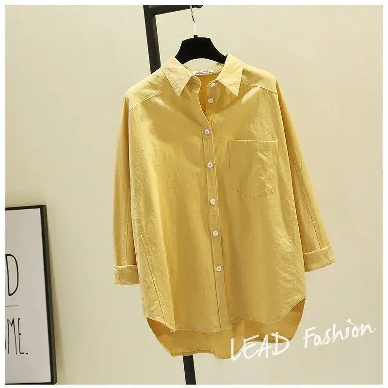 Yellow Spring Top for Woman Pink Clothing Long Sleeve Women\'s Shirts and Blouses Blue Tunic 2024 Elegant Luxury Summer Novelties