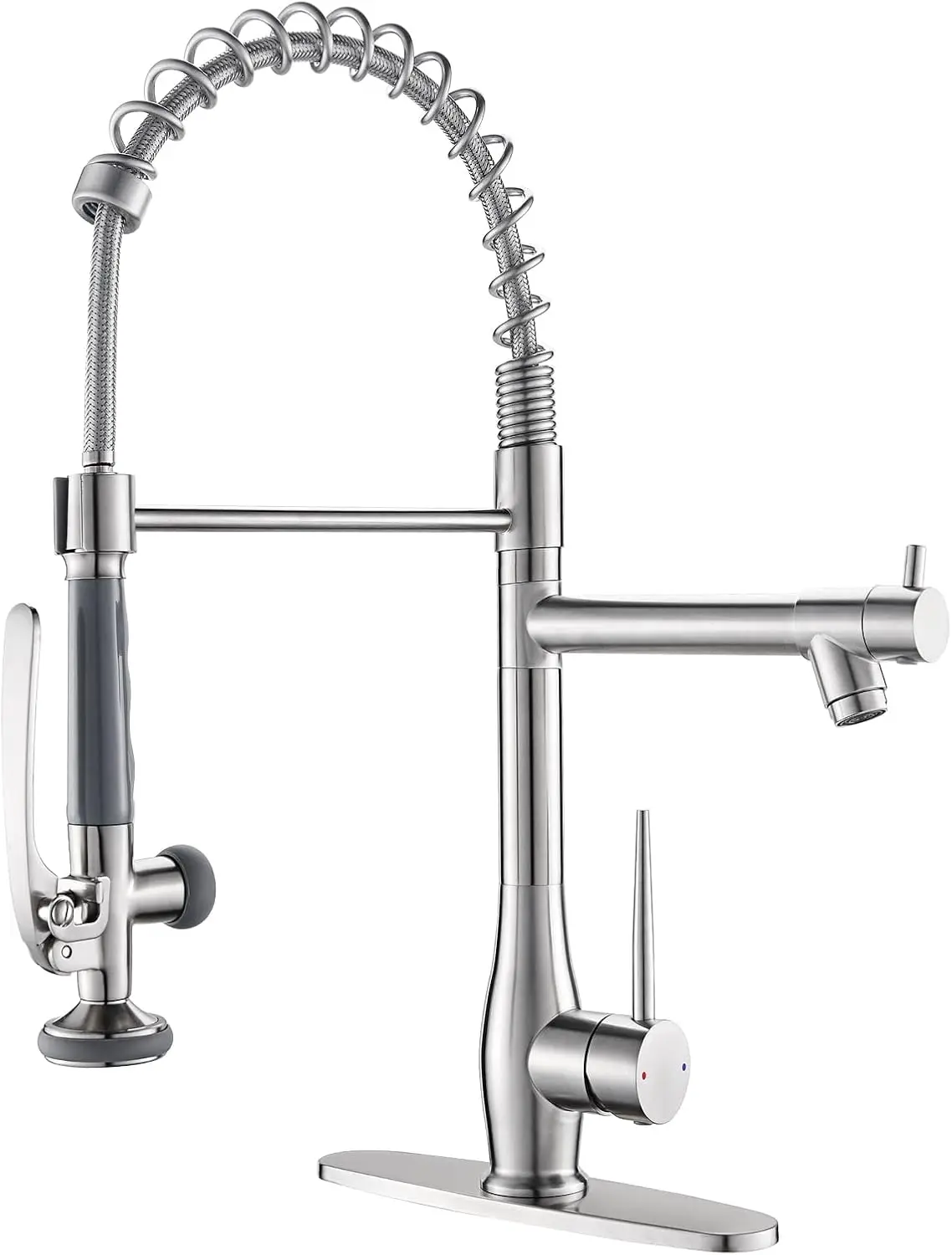 

Kitchen Faucet with Pull Down Sprayer Single Handle High Pressure Brushed Nickel Kitchen Sink Faucet Commercial