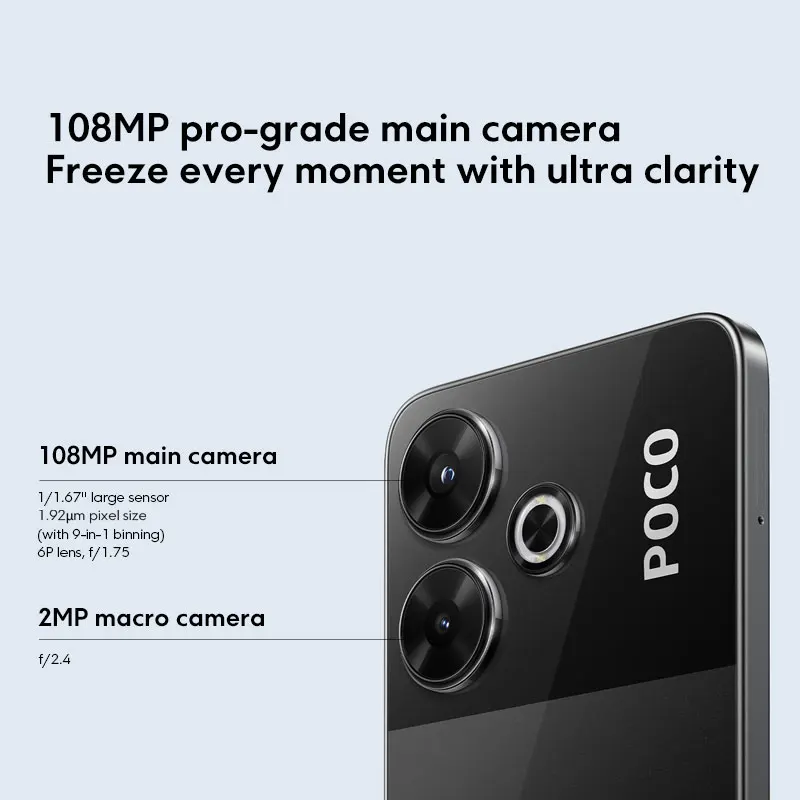 POCO M6 Global Version Smartphone MediaTek Helio G91 Ultra 6.79\'\' 90Hz Display 33W Fast Charging 5030mAh 108MP NFC