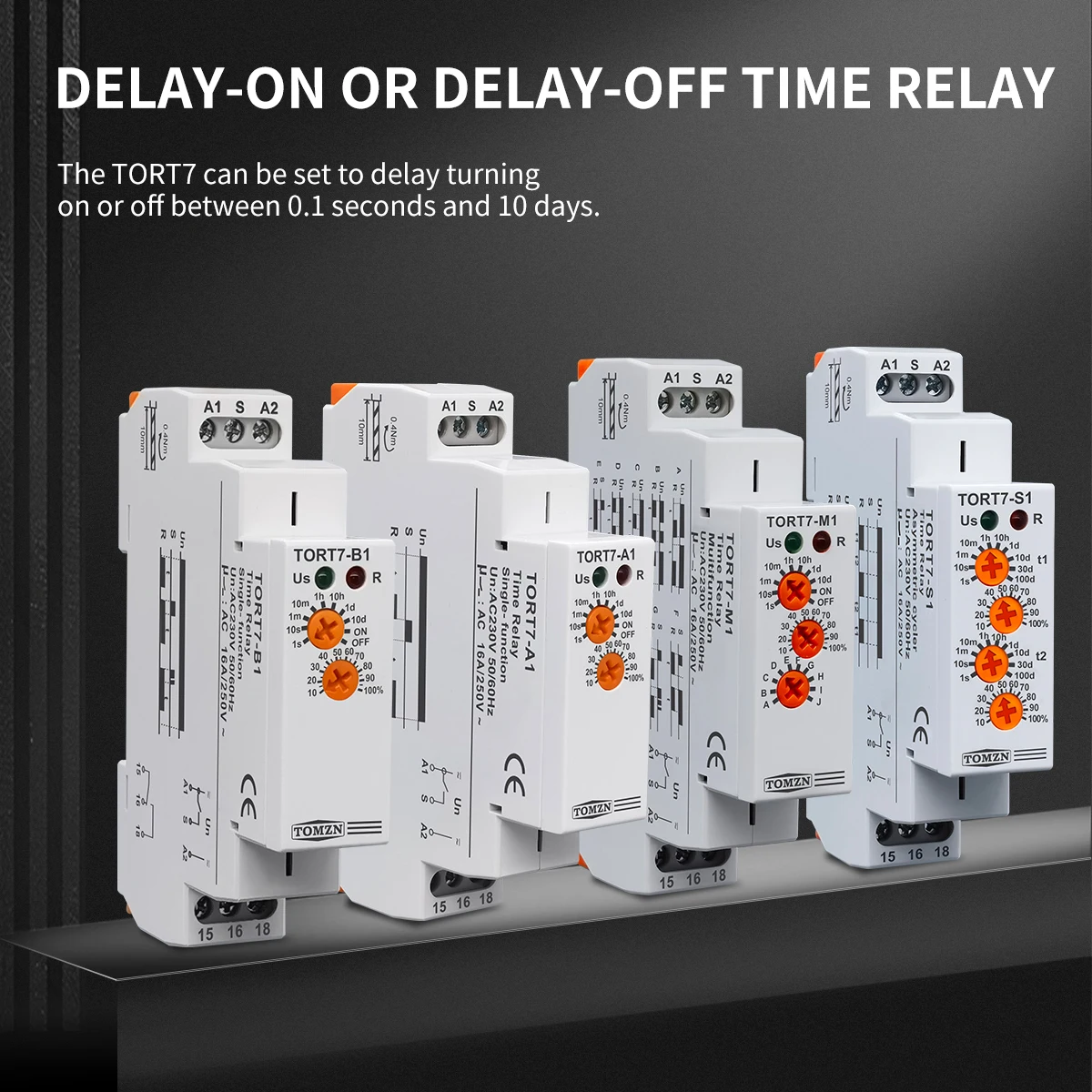 TORT7 Series Delay-ON Delay-OFF 10in1 Asymmetric Cycler Time Relay Multi-function Timer Switch 0.1S-10D Pulse Generator Interval