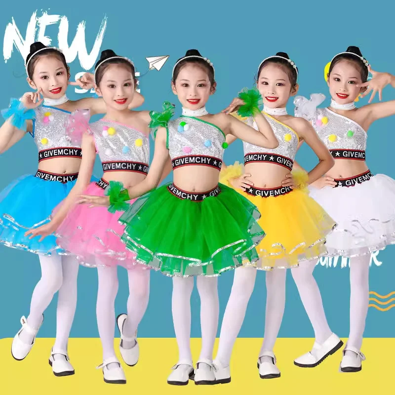 

Sequins jazz dance costume girls boy Children Kids Cheerleading costume Stage Performance Costumes