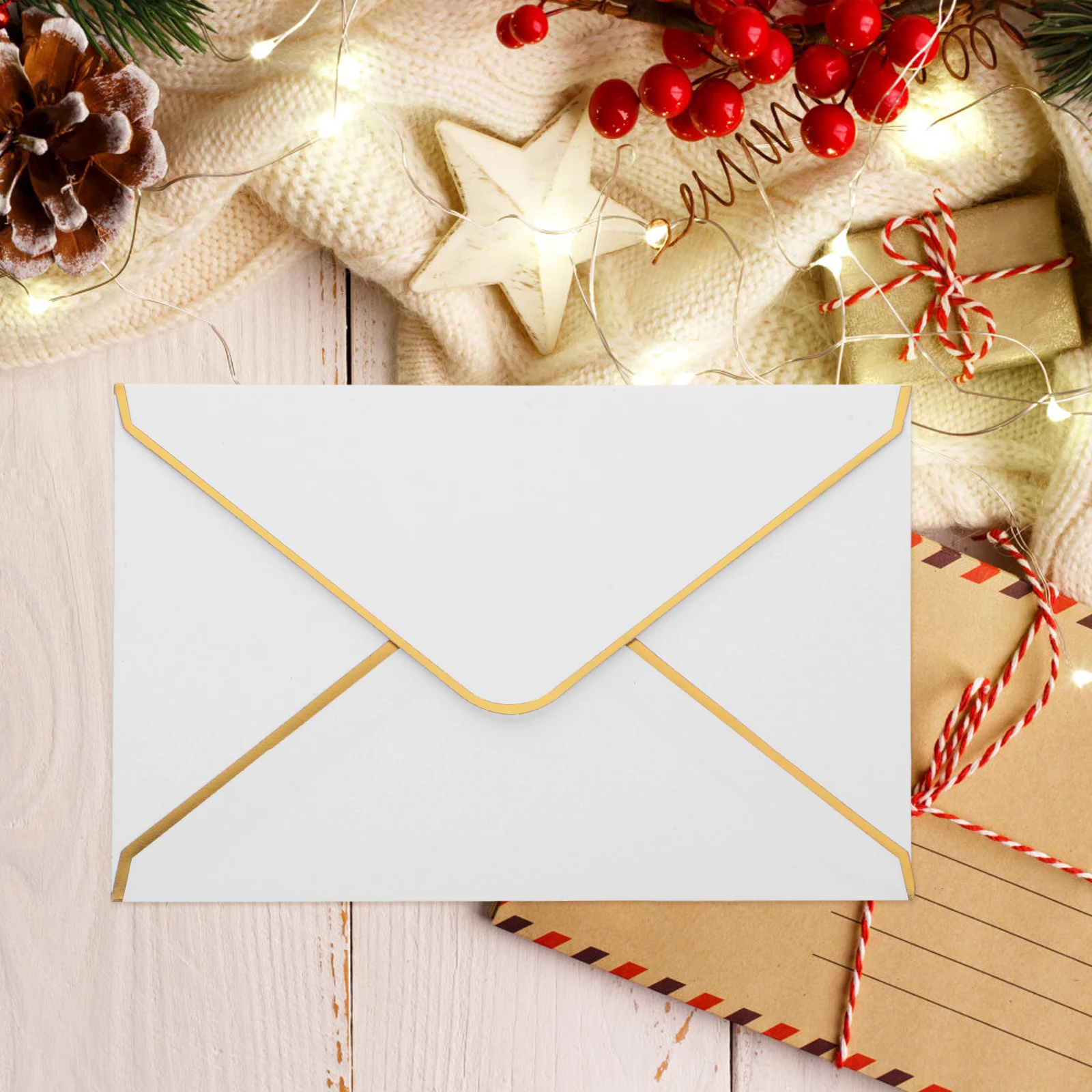 

50pcs Colored Edge Envelopes Blank Wedding Party Cards Storage Elegant Invitations Decorative Smooth Paper Durability