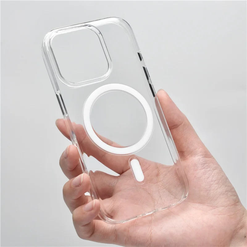 

For Magesafe Magnetic Transparent Wireless Charge Case for iphone 16Pro 16Pro Max Crystal Clear Hybrid PC+TPU Shockproof Cover