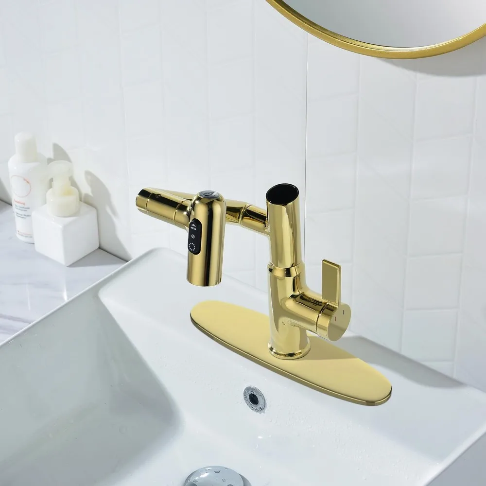 صنبور حمام كروم بمقبضين واسع النطاق مع تصميم صديق للبيئة للأحواض الحديثة #6