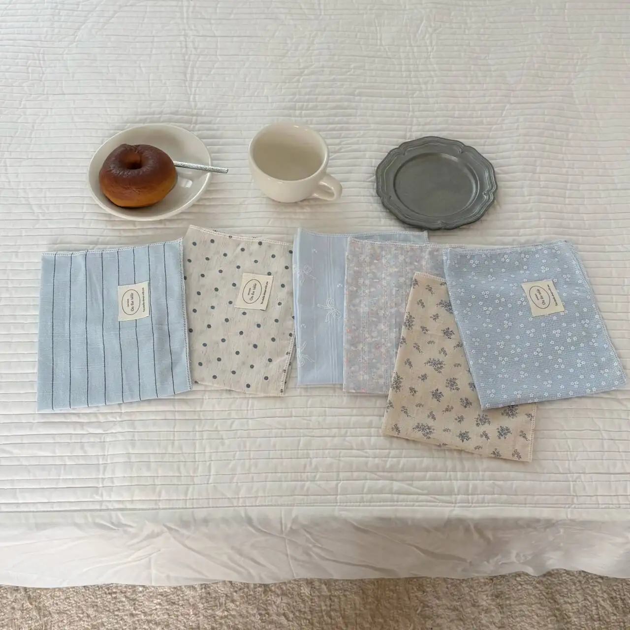 Korean Style Napkin Vintage Floral Table Mat Washable Fabric Placemat Decor Tablecloth Breakfast Coffee Photography Decoration