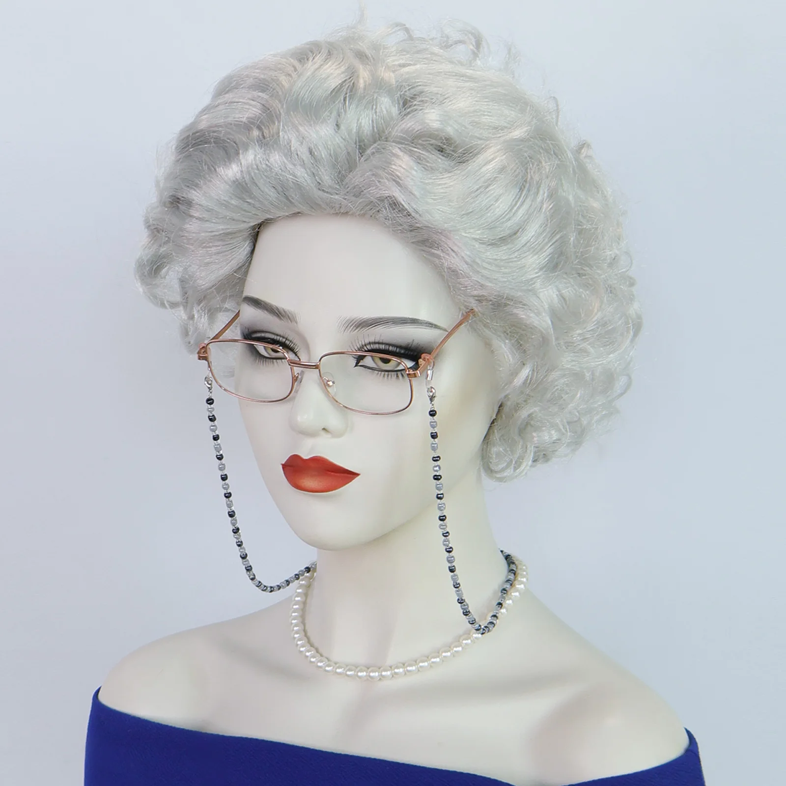 Синтетический серебристо-серый синтетический вьющийся парик для косплея королевы, косплей бабушки, выступление на сцене, для женщин, чтобы наряжать парику