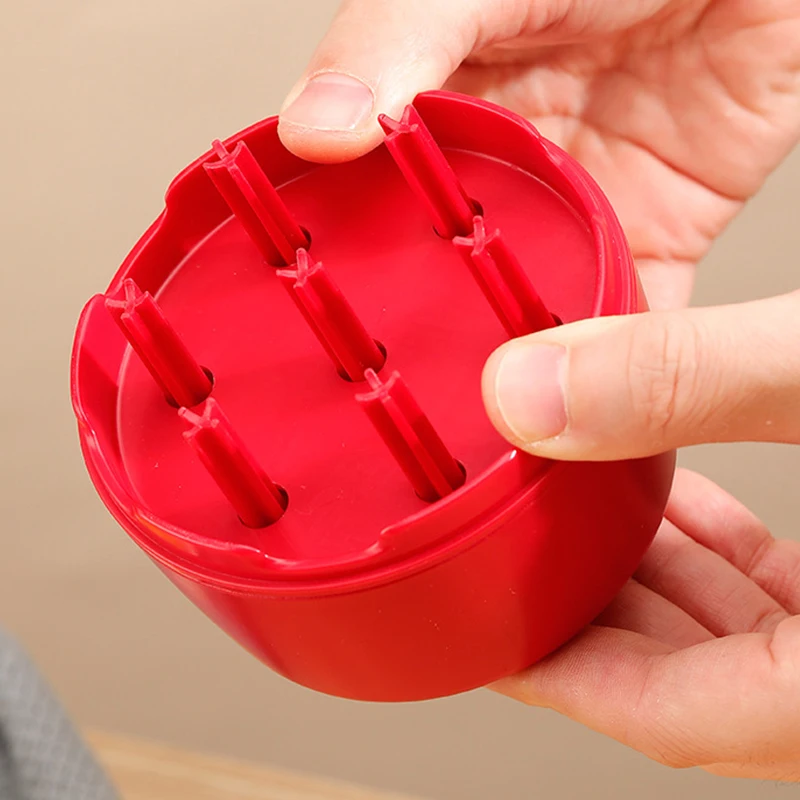 1 unidad de prensatelas de cereza portátil tipo prensa herramienta para apretar semillas de olivo removedor de stoner 7 agujeros removedor de cereza herramienta de cocina