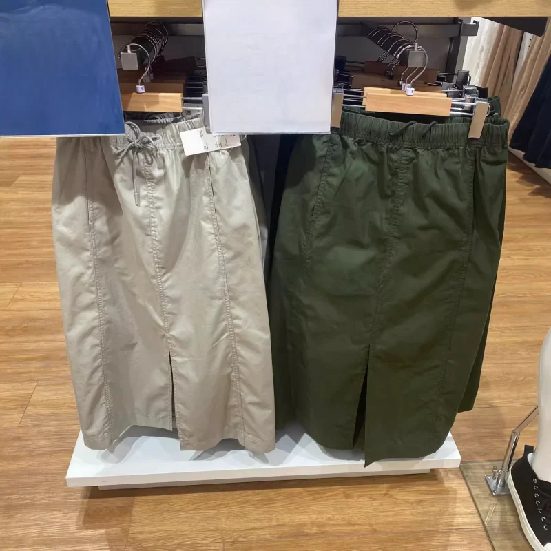 

Casual Women's Skirt with Elastic Waist Parachute Design f-length Workwear Sle Faionable And Slimming Trendy Polyester...