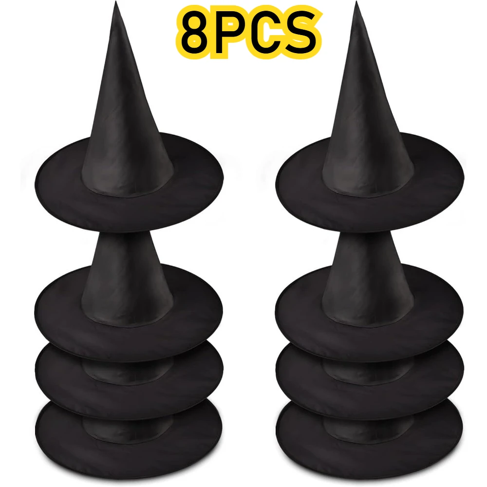 

8-комп. шляпы ведьмы на Хэллоуин, черная подвесная шляпа ведьмы, аксессуар для костюма ведьмы для вечеринки в честь Хэллоуина для домашнего двора, крыльца, потолка