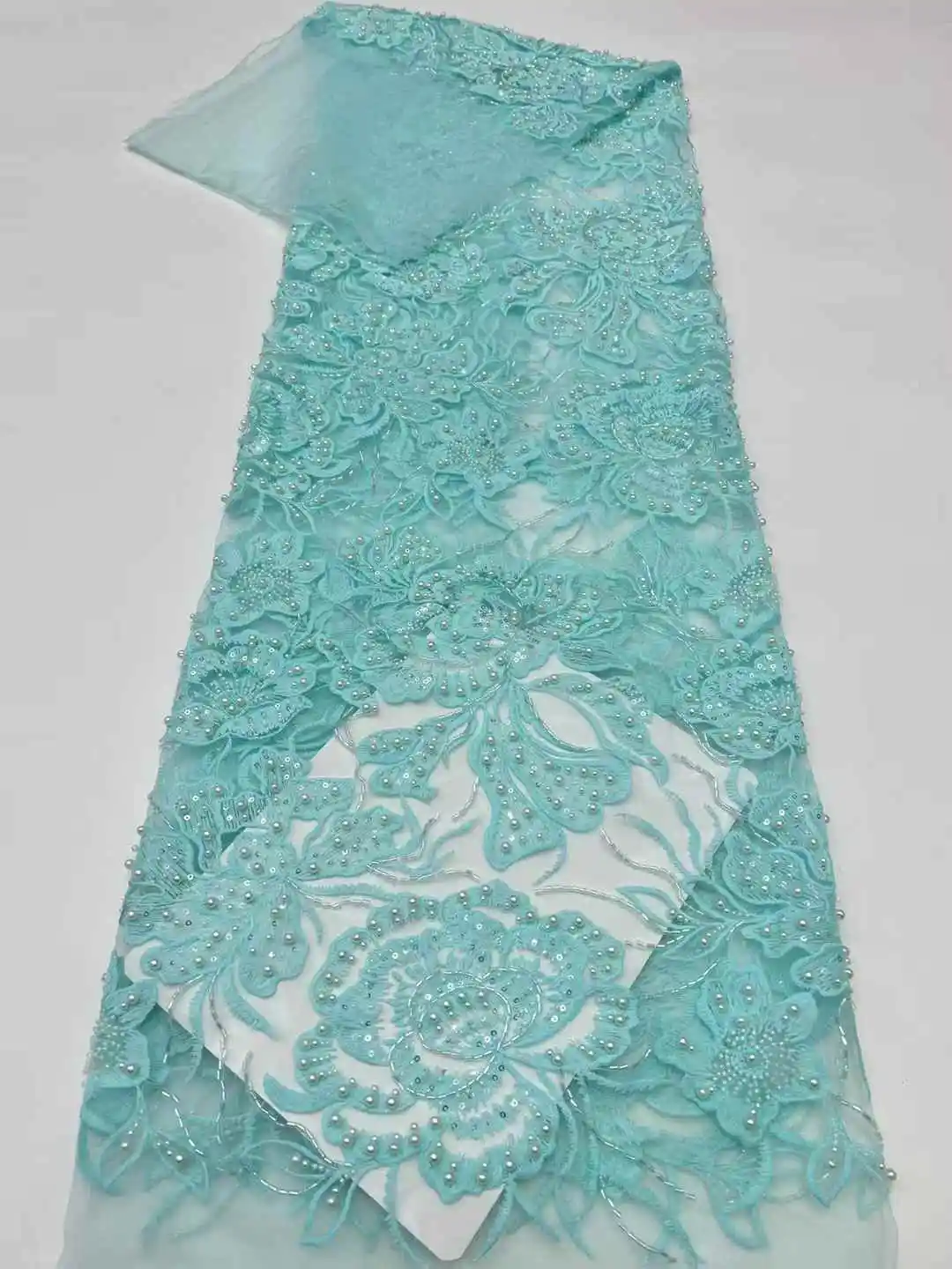 قماش دانتيل شبكي أفريقي جميل لؤلؤ فرنسي دانتيل ترتر قماش دانتيل نيجيري للنساء فساتين فاخرة