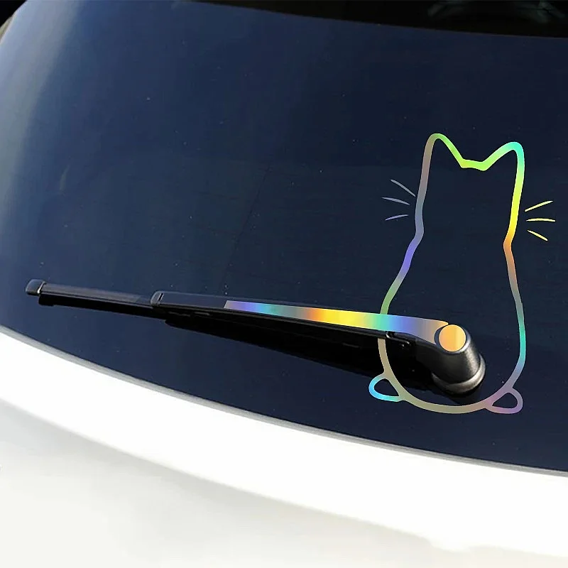 Cute Kitten Rear Window Car Sticker, Creative Art Vinyl Decal, Funny Cat Pattern for Car Back Glass Exterior Decoration