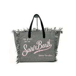 SAINT BARTH New Women's Large Capacity Leisure Tourism Stripe Plaid Handmade Tassel Handmade Handmade Handheld Handbag Mommy Bag