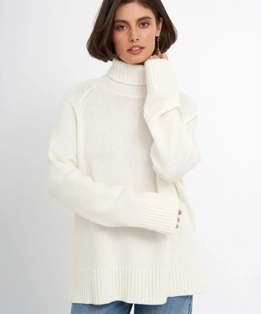 Camisola de gola alta feminina outono grosso quente pulôver topos novo inverno oversized