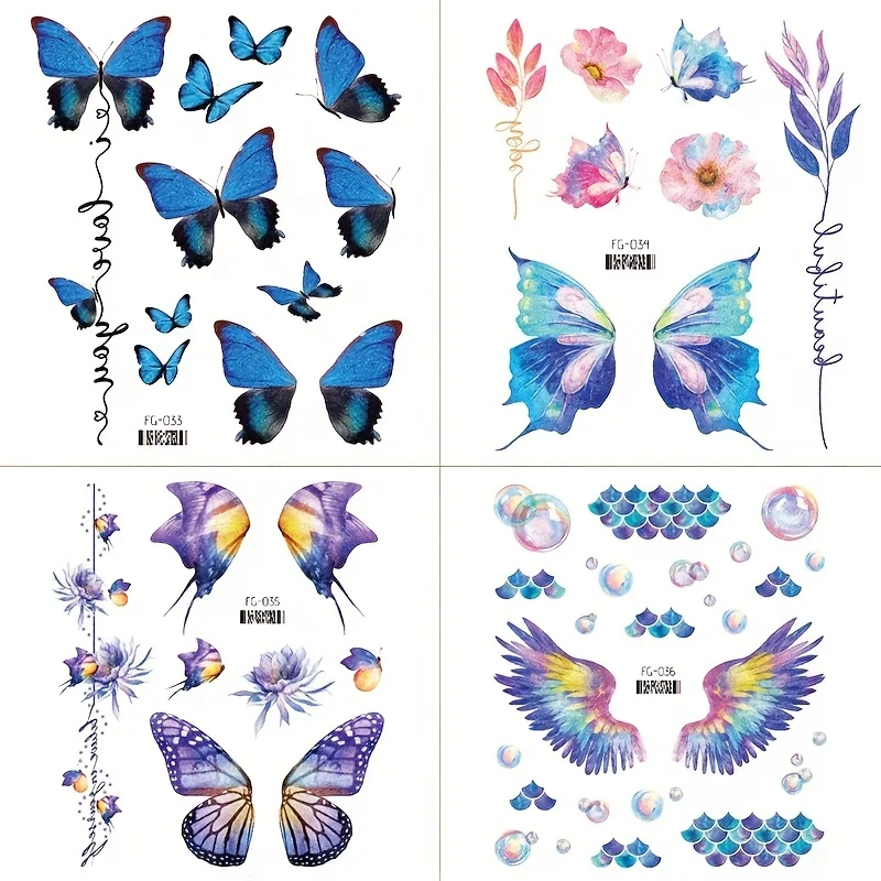 Shiny butterfly temporary tattoo sticker for women girls body art waterproof flash tattoo stickers fairy elf makeup costume Holi