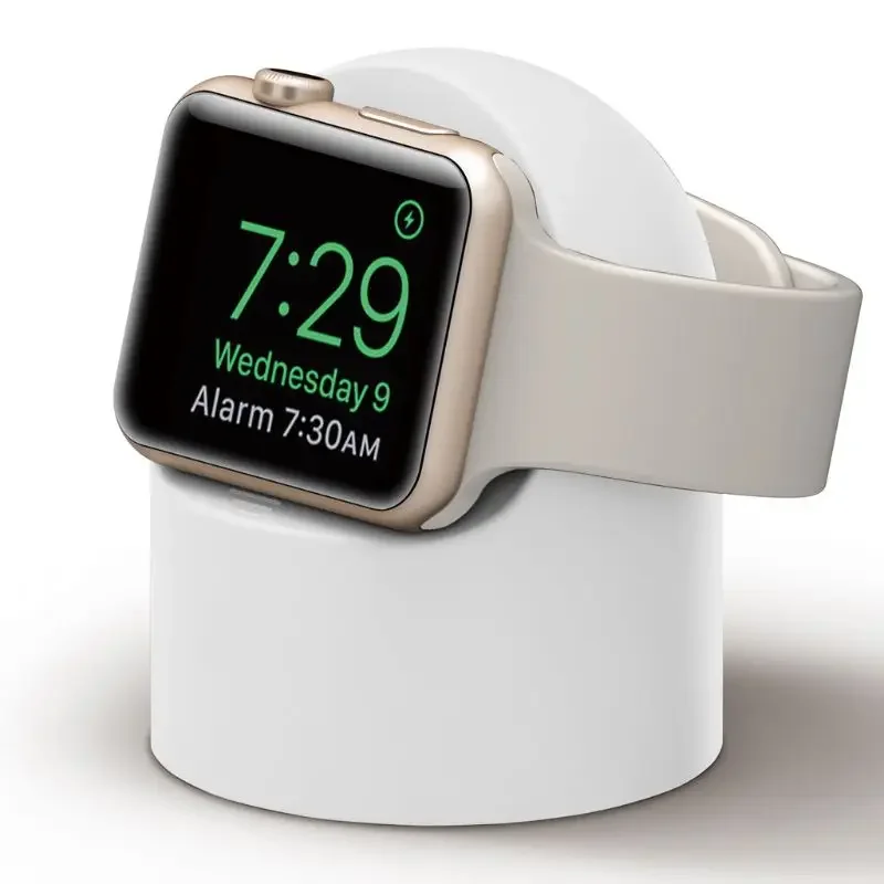 Ladeständer für Apple Watch Serie Ultra/8/SE2/7/6/SE/4/3 49 mm/45 mm/44 mm/42 mm/41 mm/40 mm/38 mm, langlebiger Silikon-Nachttischmodus