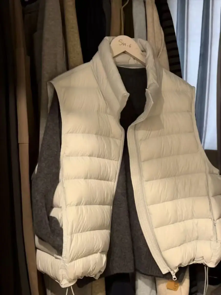 Gilet Imbottito Coreano con Collo Alto a Costine, Nuovo Design Autunno Inverno, Capospalla Svelato per Donna