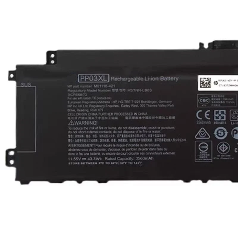 PP03XL Laptop Battery for HP Pavilion X360 13-BB 14-DV 14M-DW 14-DK HSTNN-DB9X HSTNN-LB8S M01118-241 M01144-005 11.55V 43.3Wh