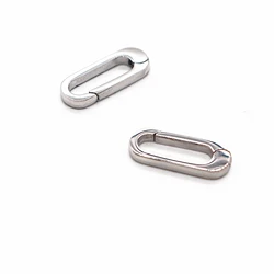 2pcs 18mm 0.7 inch small mini tiny mirror polished stainless steel Oval snap spring carabiner hook pearl gems clasp