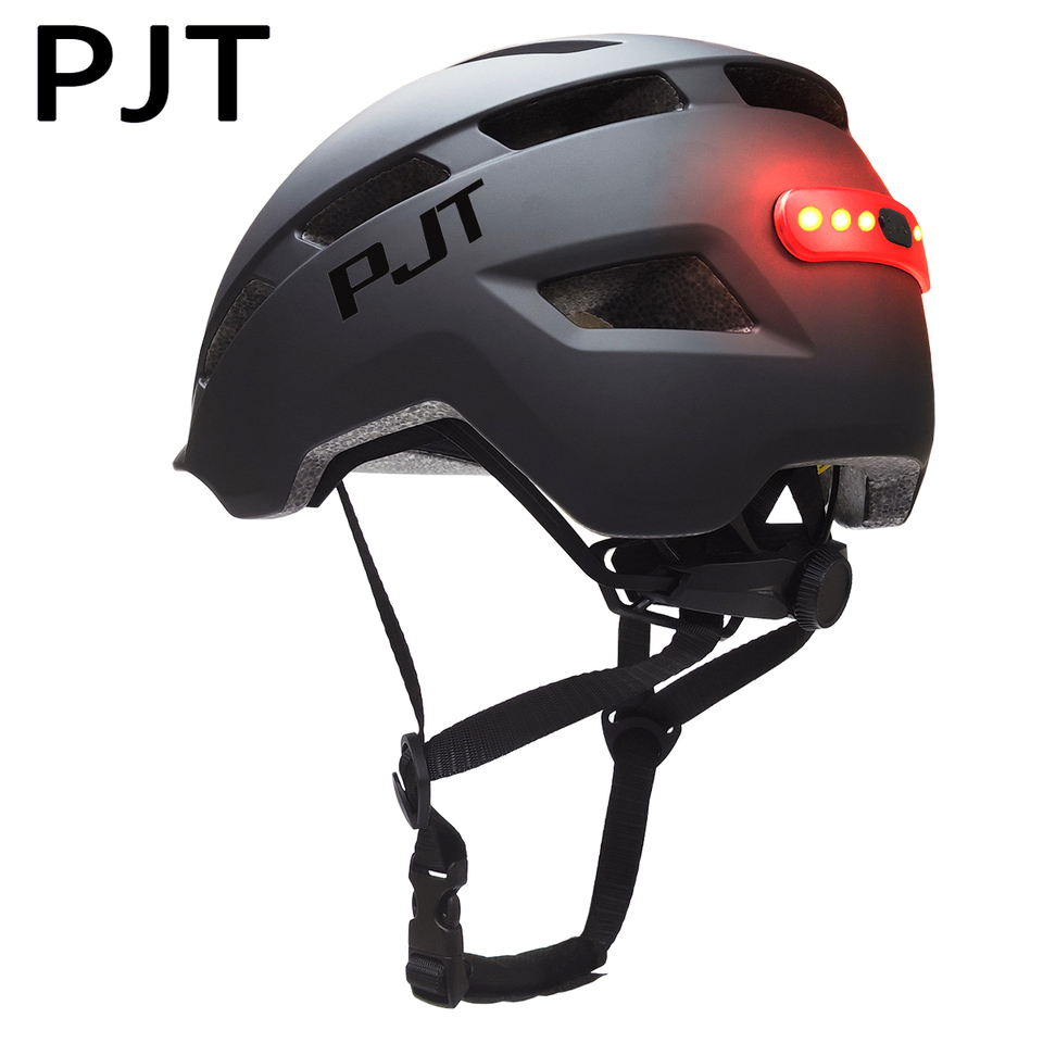  PJT New Cycling Helmet In-Mold Mountain Road USB Rechargeable Tail light Bicycle Bike Helmet Sports Safe Hat MTB Cycling Helmet 