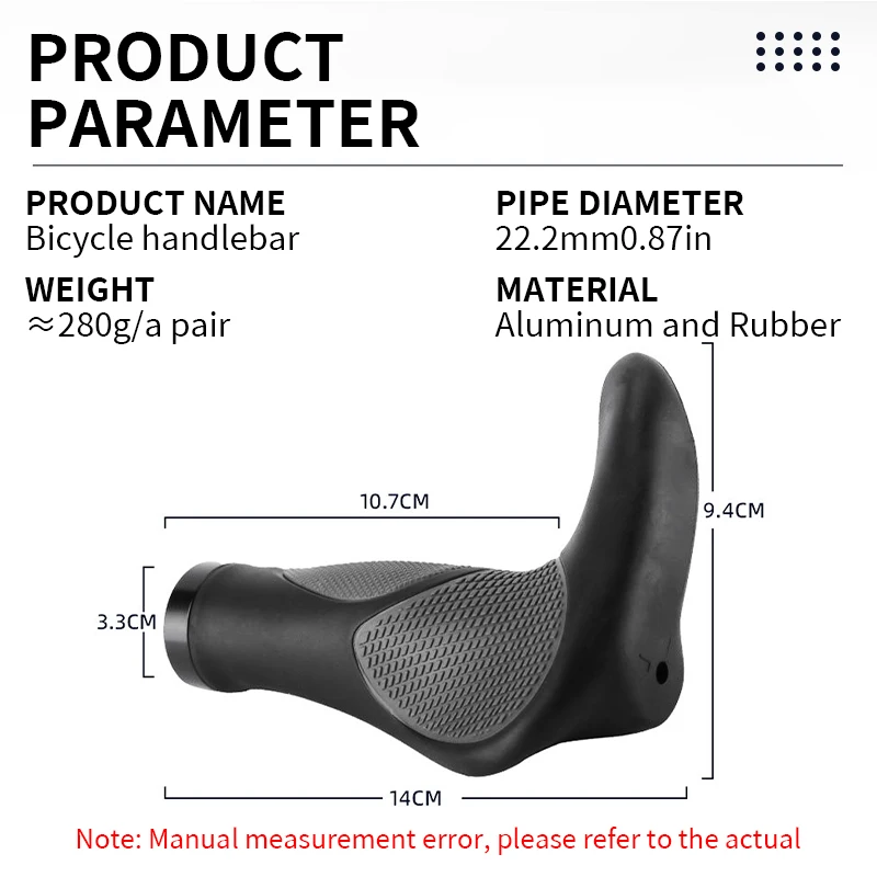 BUCKLOS Ergonomiczne mankiety MTB Poszerz chwyty kierownicy rowerowej Blokada na uchwycie roweru górskiego Kształt klaksonu Uchwyt rowerowy z