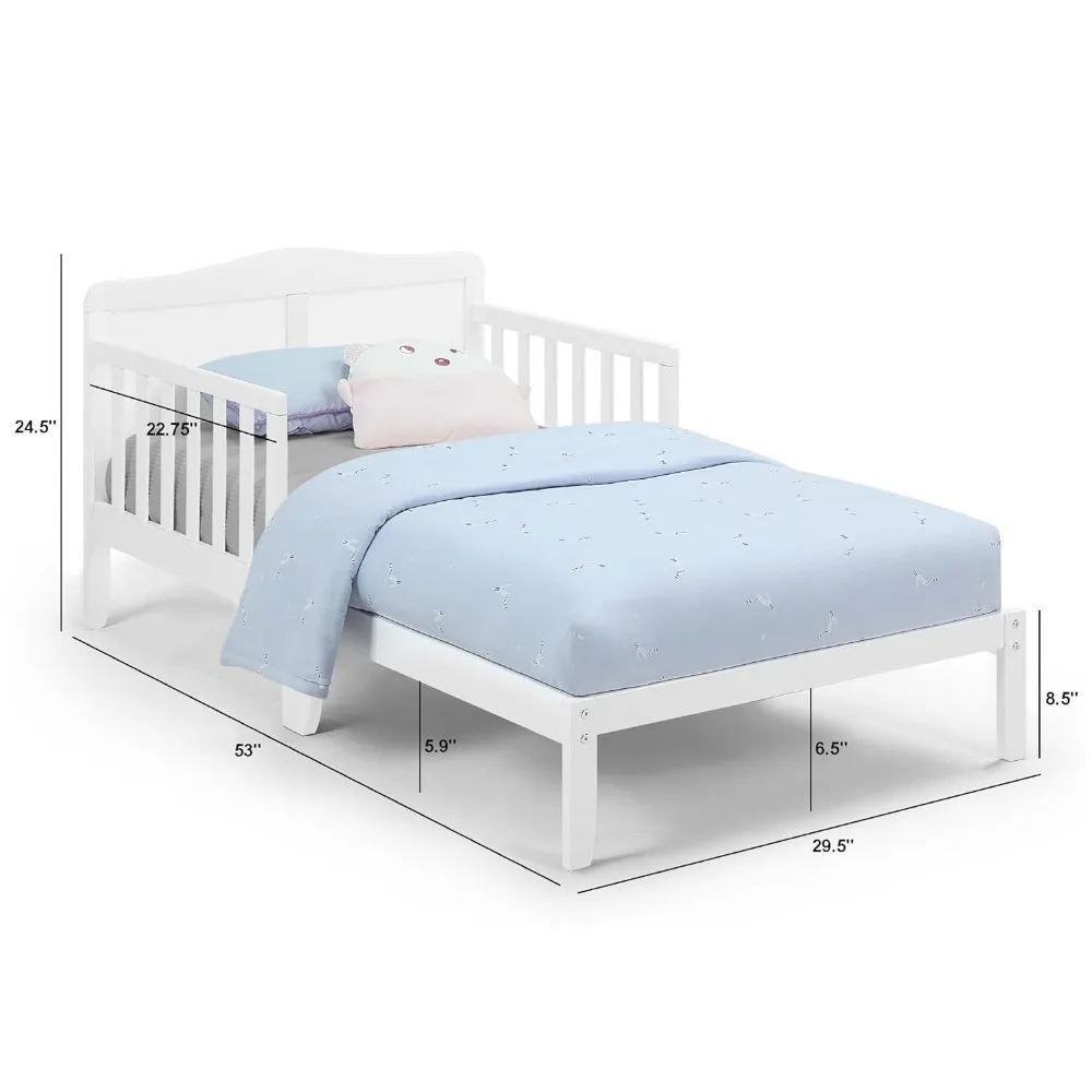 Full Size Bed Frame with Solid Panel Headboard, Low-profile Footboard, Toddler Bed Frame