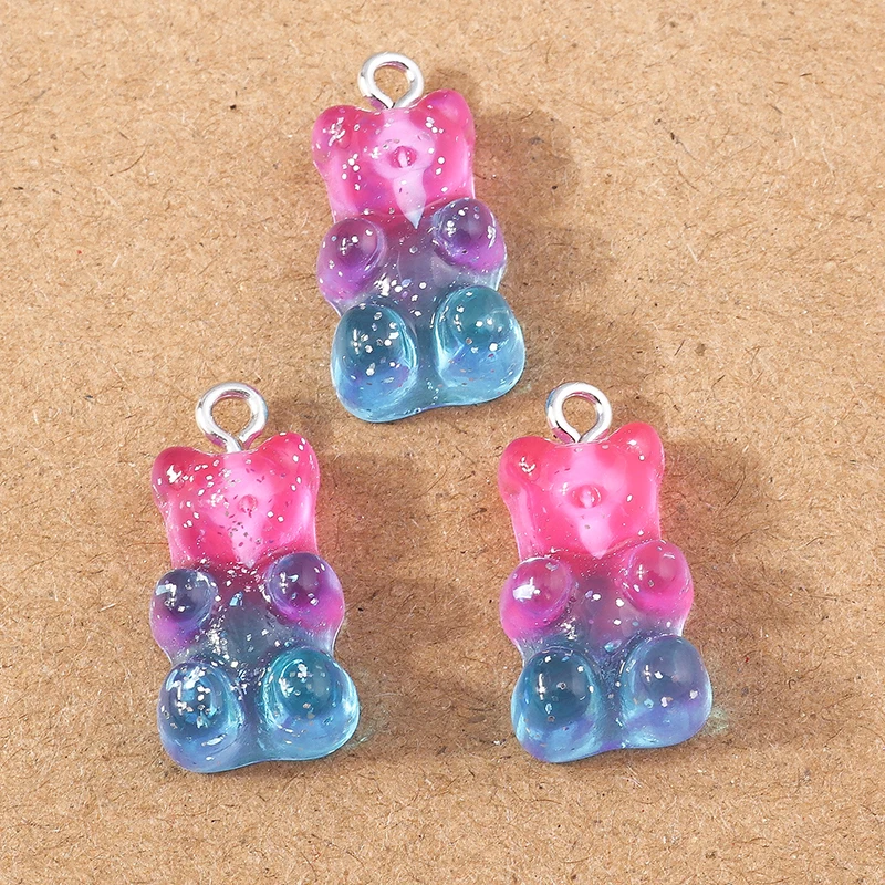 10 Stück 20 x 11 mm niedliche Harz Tier Bär Charms Anhänger für Schmuckherstellung Ohrringe Halskette DIY Zubehör Zubehör – Detail 13