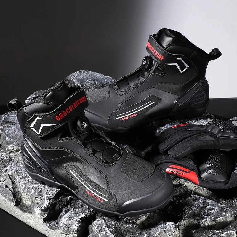 

2024 New Motorcycle Boots Man Leather Motos Riders Protective Boots Waterproof Non slip Motocross Mountain Racing Shoes