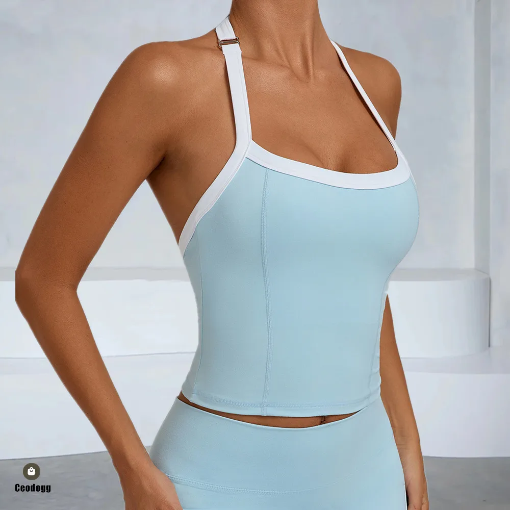 

Топ с лямкой на шее, спортивный бюстгальтер, женский бюстгальтер с эффектом пуш-ап для фитнеса, йоги, нижнее белье, спортивные топы для спортзала, женский жилет для бега, бюстгальтер без косточек XP197