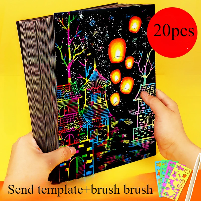 

20 шт. черная бумага для рисования формата А4, набор цветных блокнотов с граффити