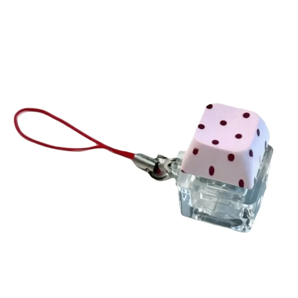 Clicky Fidget Button Clicker Star/Polka Dot Print Cute Keyboard Fidget Keychain Keyboard Key Shaped Clear Base