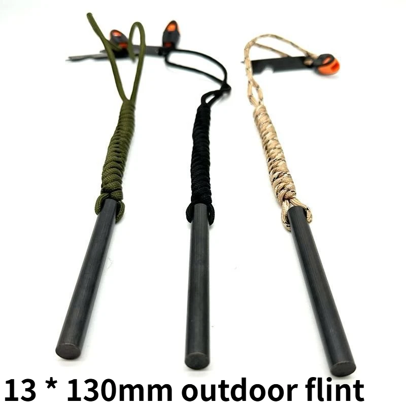 

13 * 130mm Outdoor Flint Magnesium Rod Set with Stainless Steel Scraper and Survival 7-core Umbrella Rope