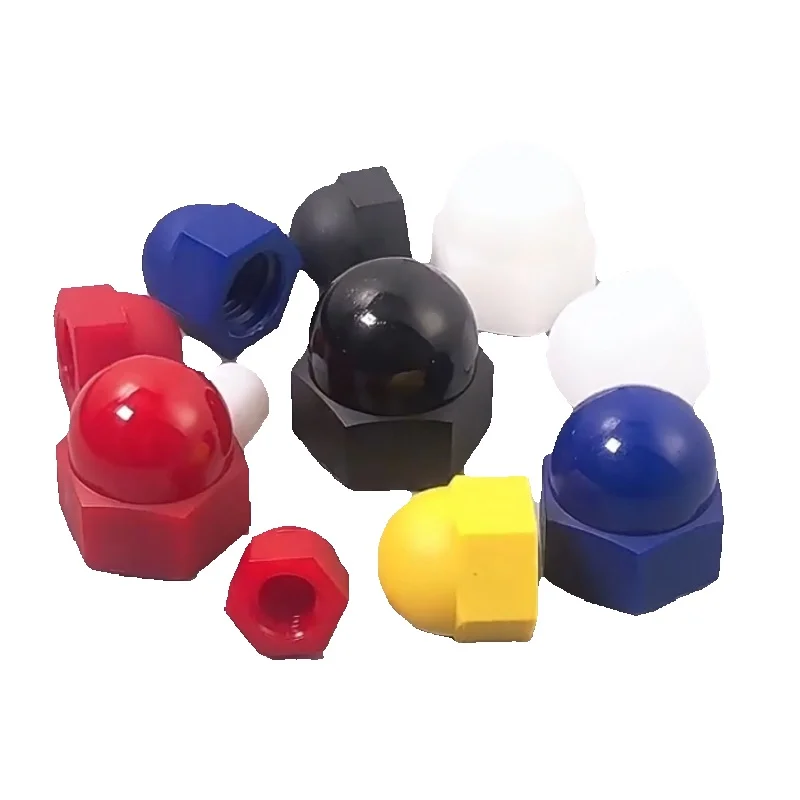 Capuchon d'écrou de gland hexagonal en plastique M3 M4 M5 M6 M8 M10 M12M14M16M18M20, couvercle décoratif métrique, écrous en Nylon blanc/noir/jaune/bleu/rouge
