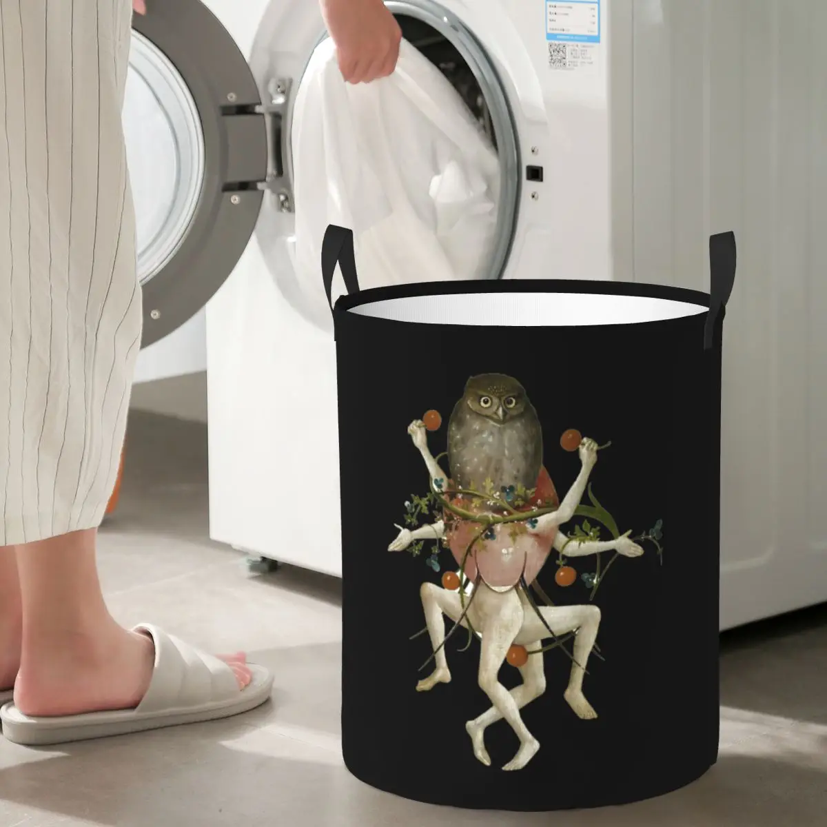 

Hieronymus Bosch Dancing Owl Foldable Laundry Baskets Dirty Clothes Sundries Storage Basket Home Organizer Bag