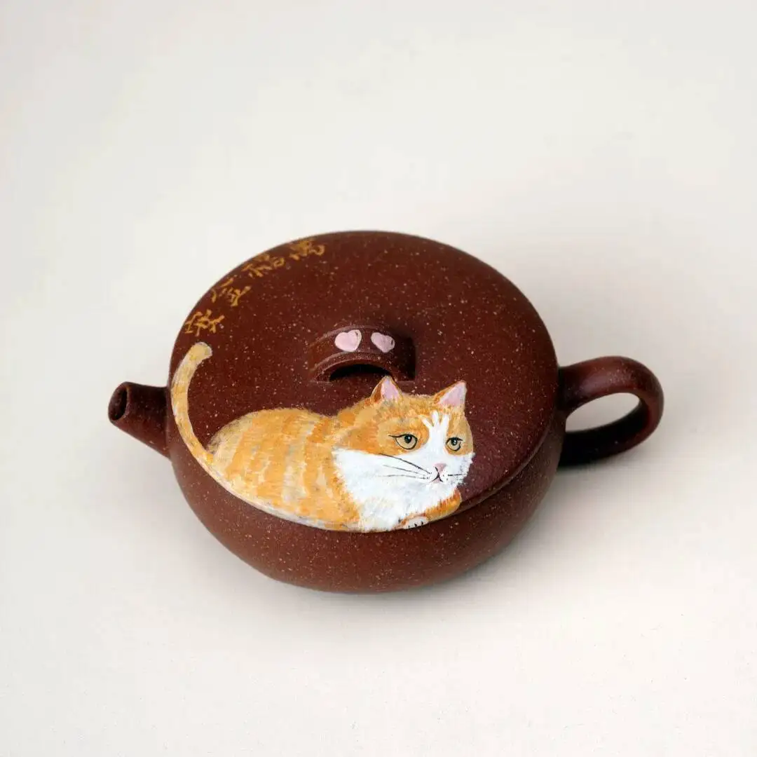 Handmade Teapot Made Original Mineral Wansu Gold Cat, A Type Of Purple Clay From Hanwa