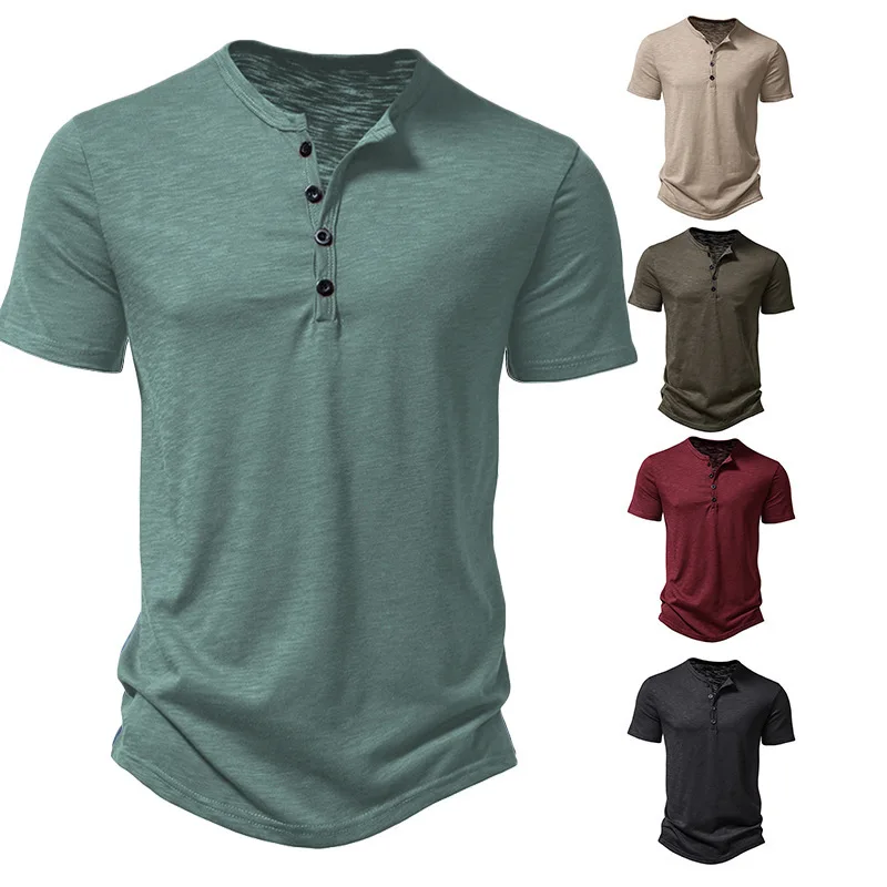 

Menswear Polo Shirt Everyday Short Sleeve Polo Tee European Sizing Tailored Henley Tee Solid Color MoistureWicking Polo Top