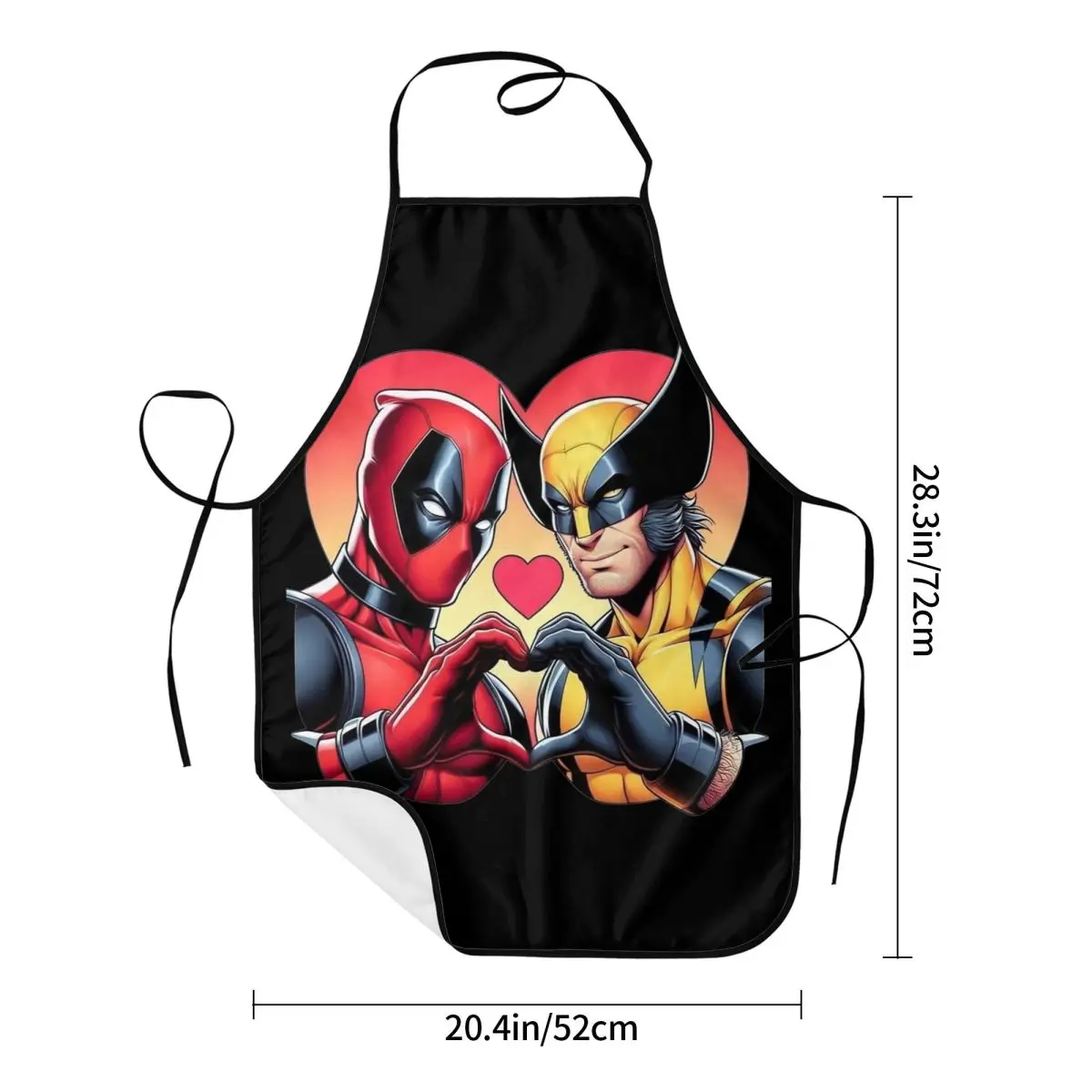 Deadpool And Wolvierine Best Friends Polyester Apron 52*72cm Kitchen Baking Bib Tablier Gift Pinafores for Manicurist