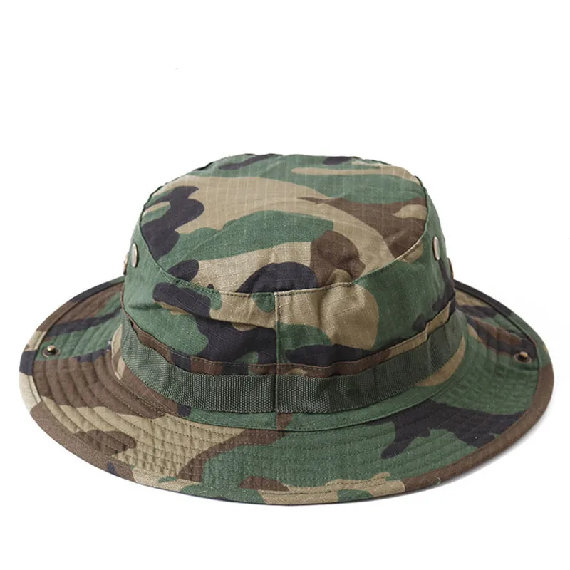 Camouflage Hat Tactical Army Military Bucket Hats Summer Cap Hunting Hiking Outdoor Climbing Camping Camo Sun Fishing Caps Men