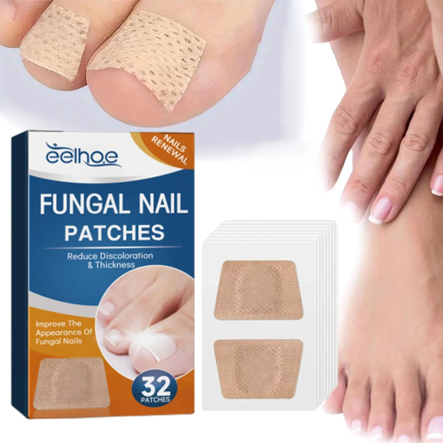 32/96PCS Nail Fungus Repair Patch Discoloration Nail Damaged Thicken Improve Embedded Growth Nail Herbal Addition Body Care Tool