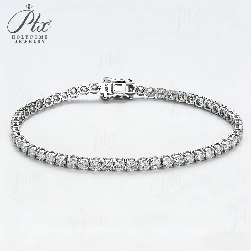 Tennisarmband aus echtem 10K Gold mit im Labor gezüchteten Diamanten, 3,0 mm Rundschliff, 6/6,5/7/7,5/8 Zoll, Hochzeits-Luxusschmuck-Charms – Detail 3