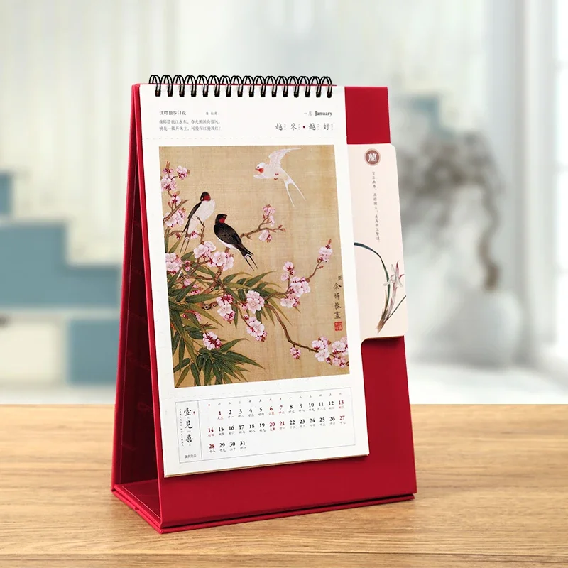 2025 Snake Year Desk Calendar Dekstop Monthly Chinese Themed Creative Coil Classroom Flip New Year Spring Festival Daily