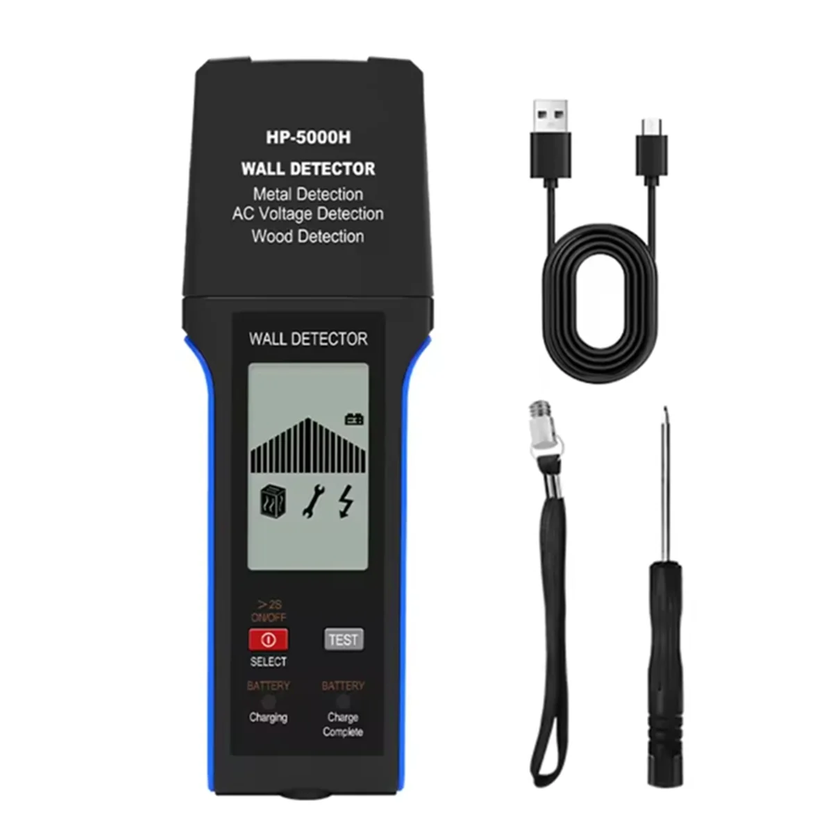 كاشف حائط A69Z HP-5000H مسح عميق 10 سم، مكتشف أسلاك معدنية/خشب/حية مع شهادة CE وإيقاف تشغيل تلقائي