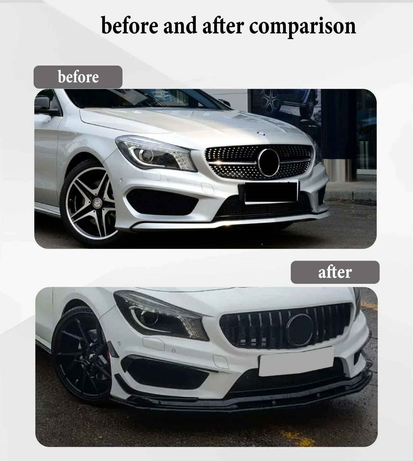 For Mercedes Benz C117 2013 2014 2015 CLA Class 200 250 CLA45 AMG Accessories Front Bumper Lip Spoiler Splitter Diffuser Bodykit