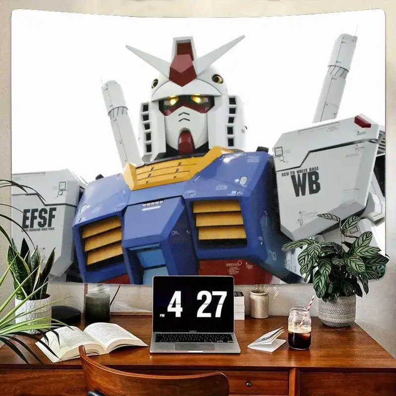 

1 шт. подробный гобелен Gundam Robot, белый, синий, желтый, красный EFSF WB, текстовый настенный гобелен для декора комнаты, эстетический домашний офис